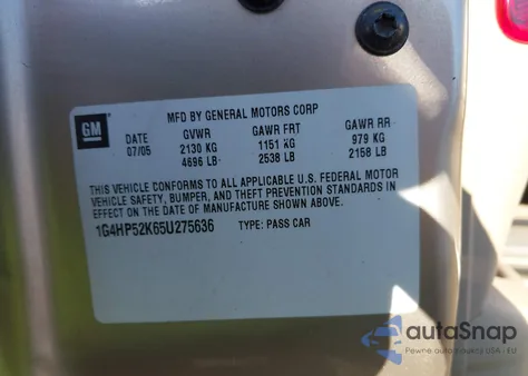 2005 Buick Lesabre Custom from USA, damaged, VIN 1G4HP52K65U275636